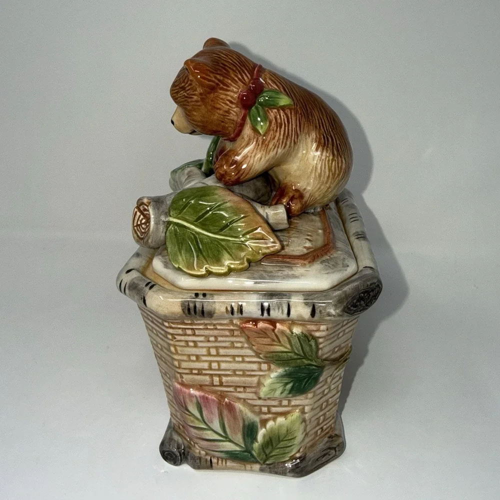 Brown Bear Cub Fitz & Floyd Classics High Sierra Trinket Box w/ Lid NEW Retired